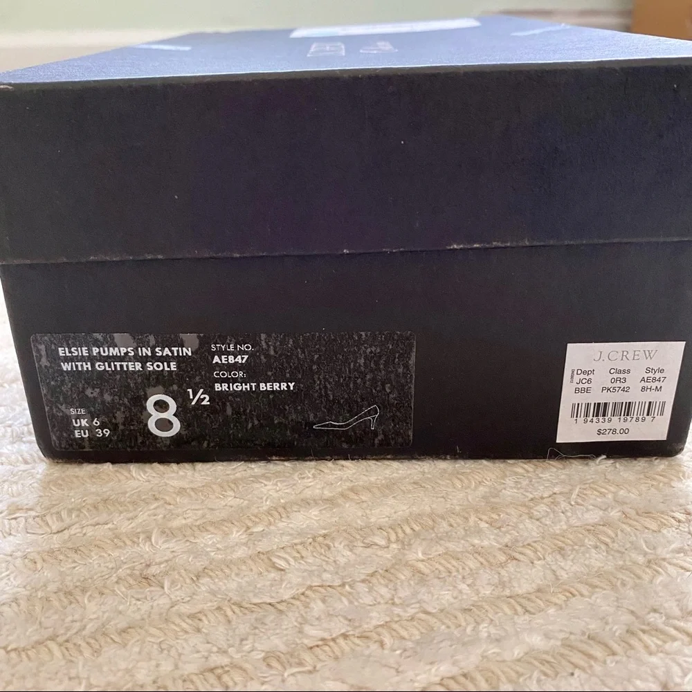 NWT J. Crew Elsie bright berry satin pumps - Picture 13 of 15